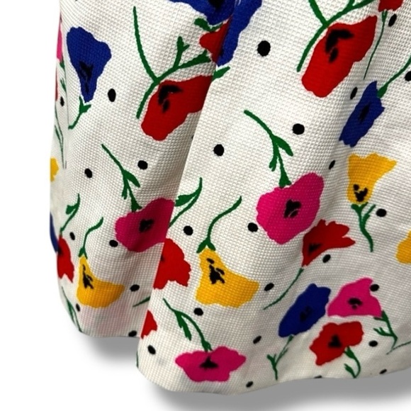 Vintage 80s CARELLE White Floral Button Up Dress Women’s Size Large Spring Retro - Picture 14 of 16